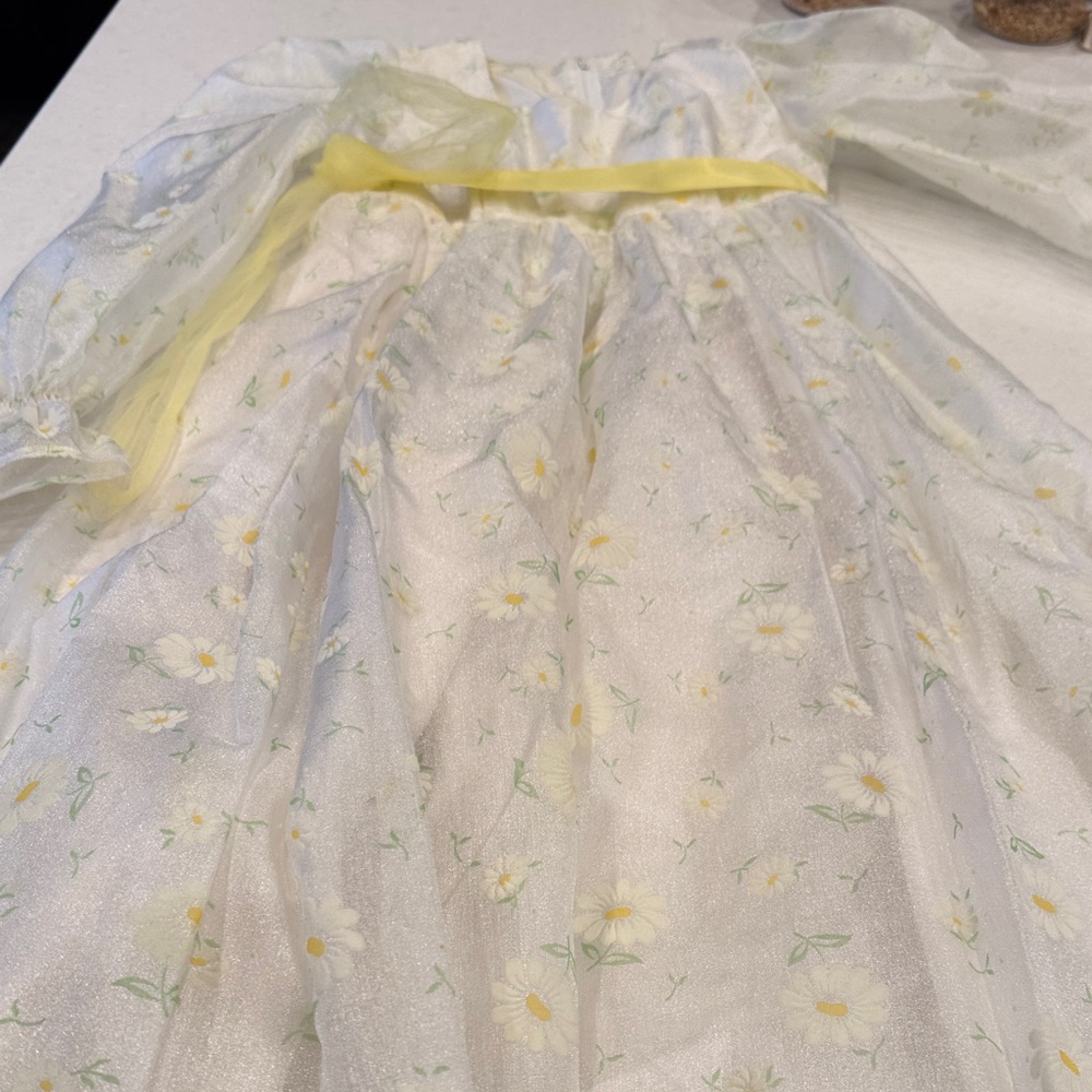Chic Floral Maxi Dress in White and Yellow see measurements. Homemade